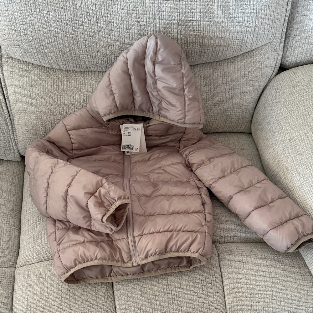 Kids Puffer Jacket in Taupe